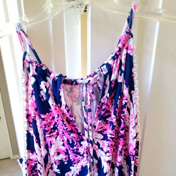 Lilly Pulitzer Gianni Romper Tie back Halter Shorts XS Blue Pink Style 2… - Picture 8 of 10